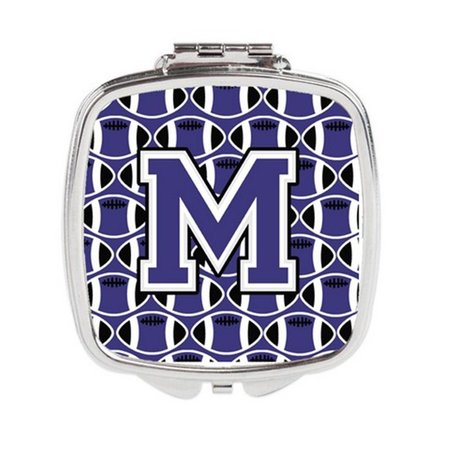 CAROLINES TREASURES Letter M Football Purple and White Compact Mirror CJ1068-MSCM